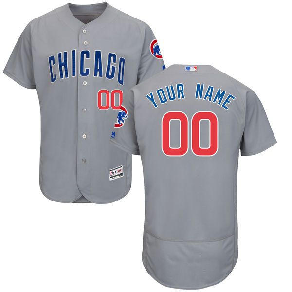 Men Chicago Cubs Majestic Road Gray Flex Base Authentic Collection Custom MLB Jersey